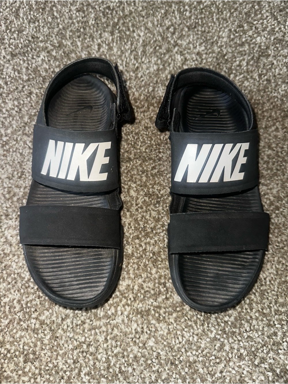 Nike Black and White womens Adjustable Logo Strap Sandals